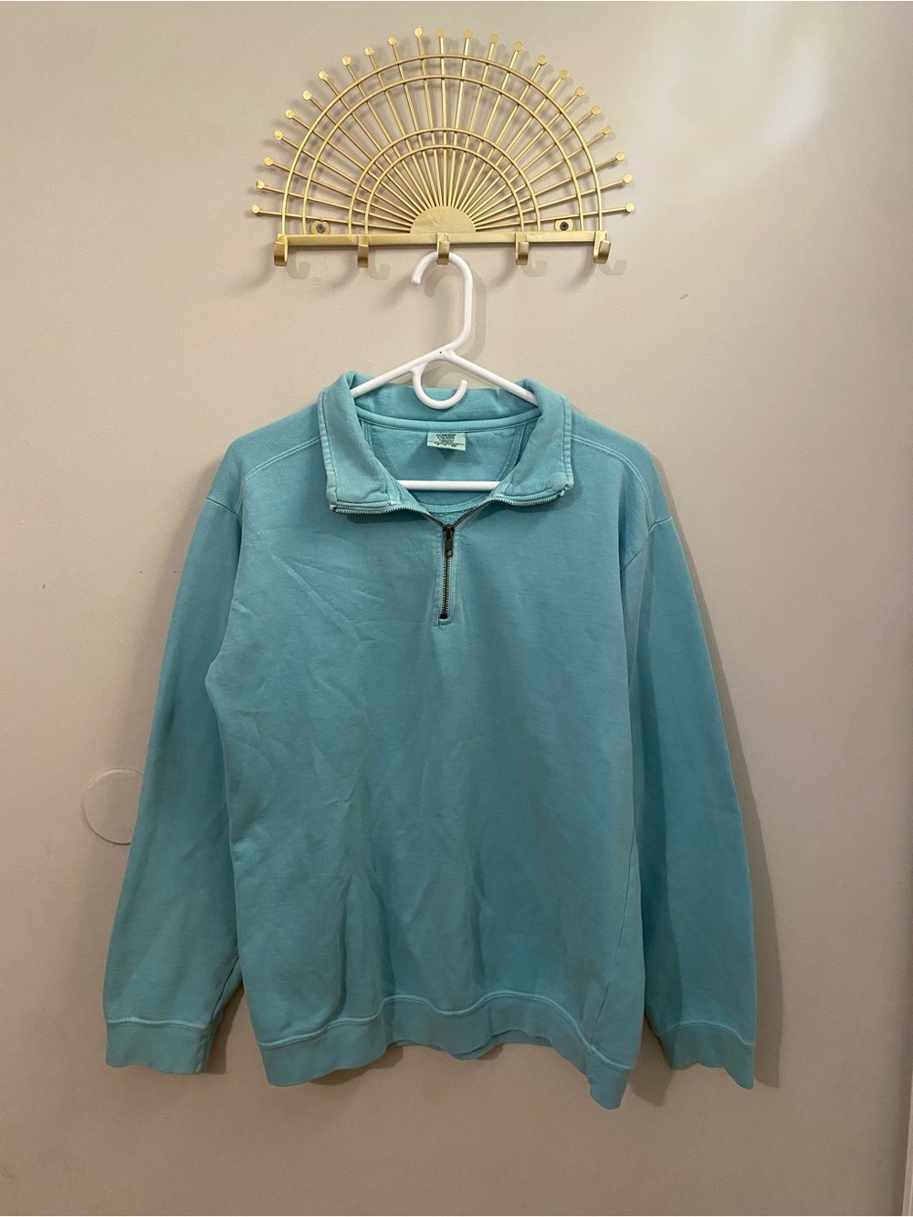 Comfort Colors Teal Quarter-Zip Sweater